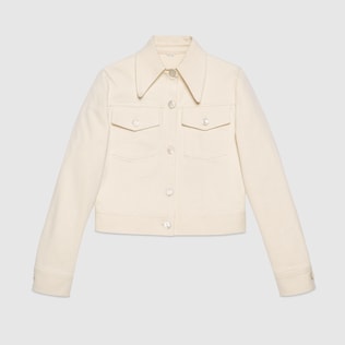Giacca in cotone effetto délavé con etichetta Gucci