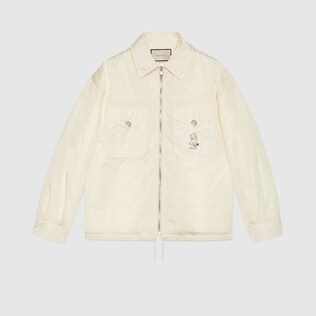Nylon jacket with kitten embroidery