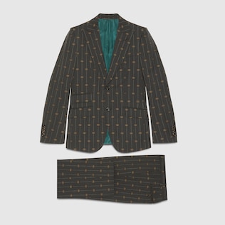 Heritage Interlocking G stripe wool suit