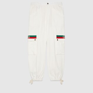 Pantalone in cotone con nastro GG