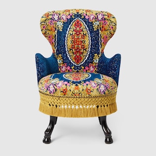 Sessel aus Samt mit Blumen-Jacquard