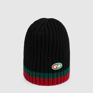 Gorro infantil de lana con parche GG