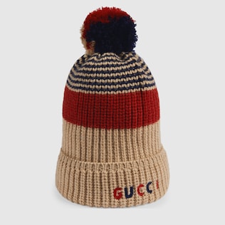Gorro infantil de lana con bordado Gucci