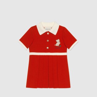 Baby wool dress with kitten