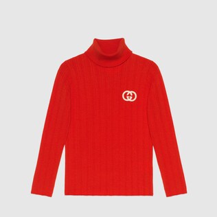 Maglione a collo alto in lana con GG