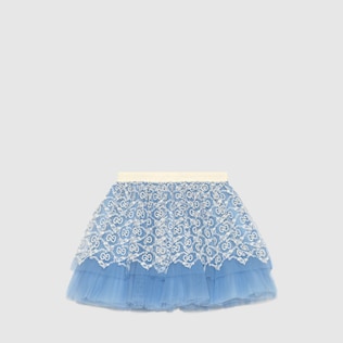 Gonna in tulle con ricamo ghirlanda GG