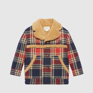 Children's check wool jacket