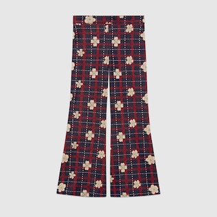 Children's flower check cotton trousers
