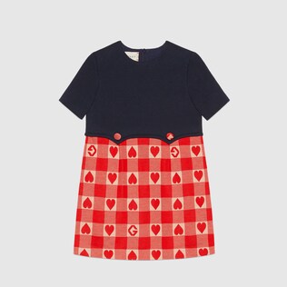 Robe pour enfant en coton à carreaux à motif cœur