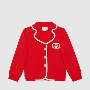 Children's wool cardigan with Interlocking G