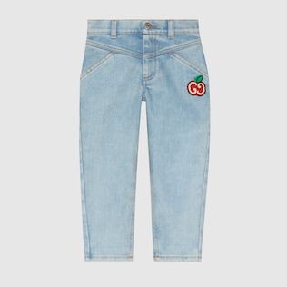 Children's denim jeans with GG apple