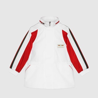 Giacca in nylon e cotone con etichetta Gucci