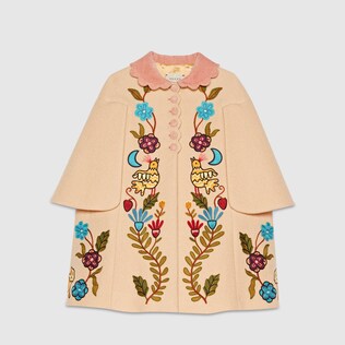 Children's embroidered wool coat