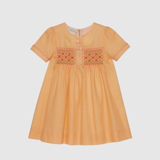 Abito in cotone con ricamo Gucci