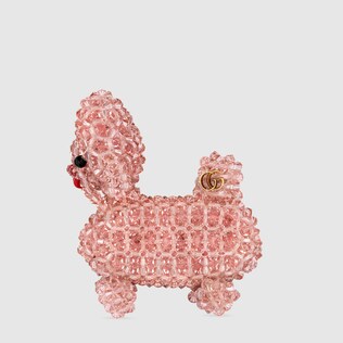 Spilla con cane con perline ricamate