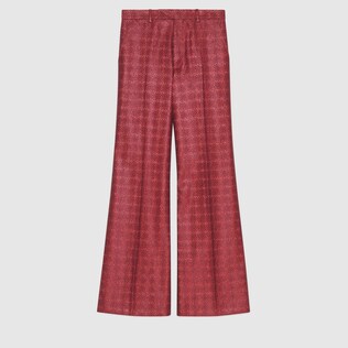 Pantalon évasé en coton à carreaux avec lamé