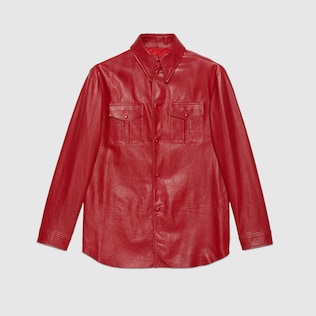 Camicia in pelle con colletto a punta