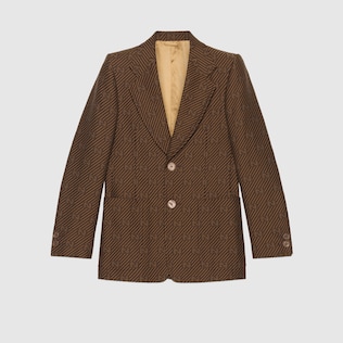 Diagonal GG stripe cotton silk jacket
