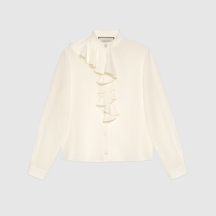 Bluse aus Crêpe de Chine mit Jabot