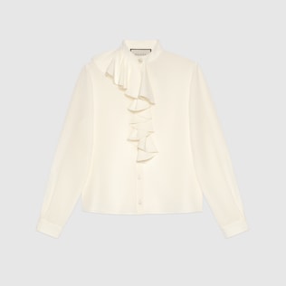 Crêpe de Chine shirt with jabot