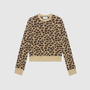 Leopard wool jacquard sweater