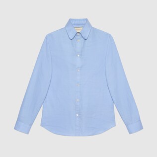 Chemise à col rond en coton Oxford