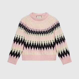 Zigzag jacquard wool crop jumper