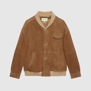 Chaqueta bomber extragrande de ante