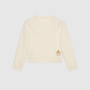Knit wool crop sweater with patch