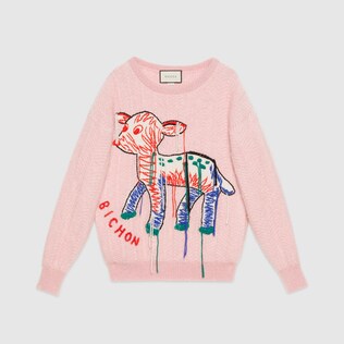 Pull en mohair avec faon intarsia