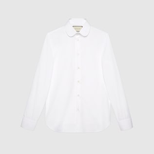 Camicia in popeline di cotone con colletto arrotondato