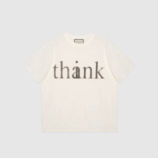 “think/thank”印花超大造型T恤