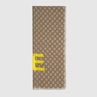 'Fake/Not' print GG wool scarf