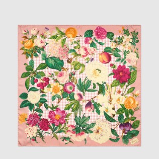 Flowers and fruits print silk scarf