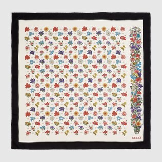 Floral print silk scarf