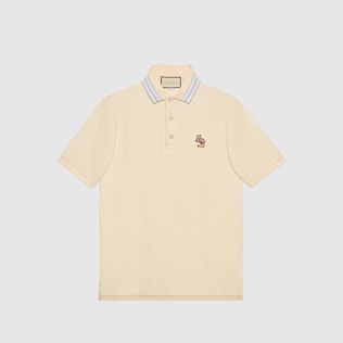 Polo en piqué de coton avec empiècement chat