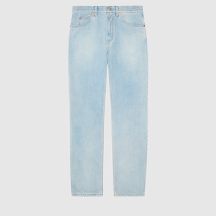 Pantalón de ajuste normal de denim decolorado a la piedra