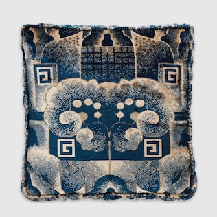 Kissen aus Samt-Jacquard mit Square G und Wolken