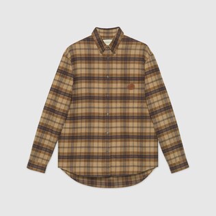 Camicia in cotone a quadri con GG