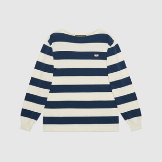 Striped knit cotton jumper with GG