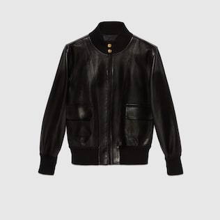 Leather bomber jacket