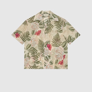 Bowling-Shirt mit hawaiianischem Print