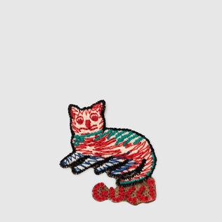 Embroidered cat brooch