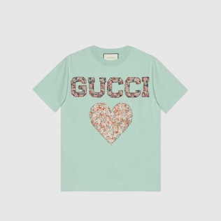 T-Shirt mit Patches und Gucci Liberty-Print