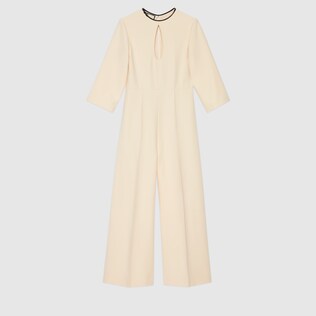 Wool silk jumpsuit with cut-out detail