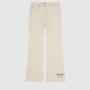 Washed cotton trousers with Gucci label