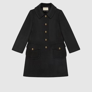 Cappotto in lana con bottoni con logo