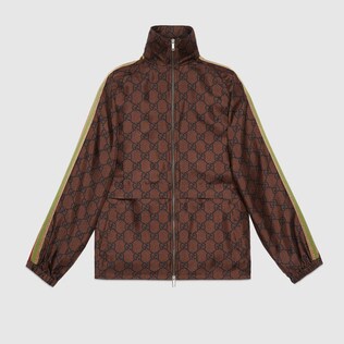 GG Supreme print silk zip-up jacket