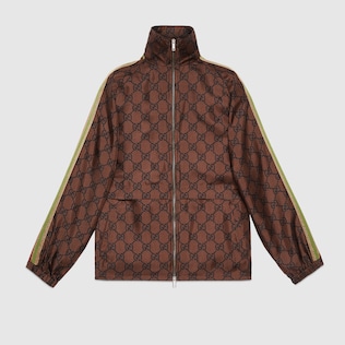 Veste zippée en soie à imprimé GG Supreme