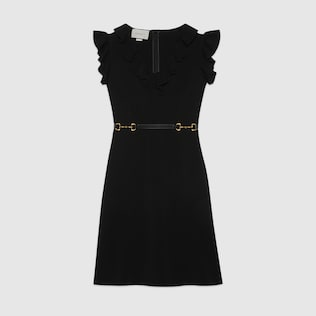 Kurzes Kleid aus Viskose mit Ledergürtel